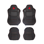 Чехлы Sitrak C7H MAX 3D (экокожа, черный цвет, красный кант, красная строчка)