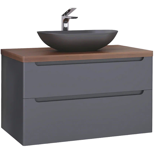 Тумба с раковиной Jorno Wood 100 см wood.01.100/P/GR серая