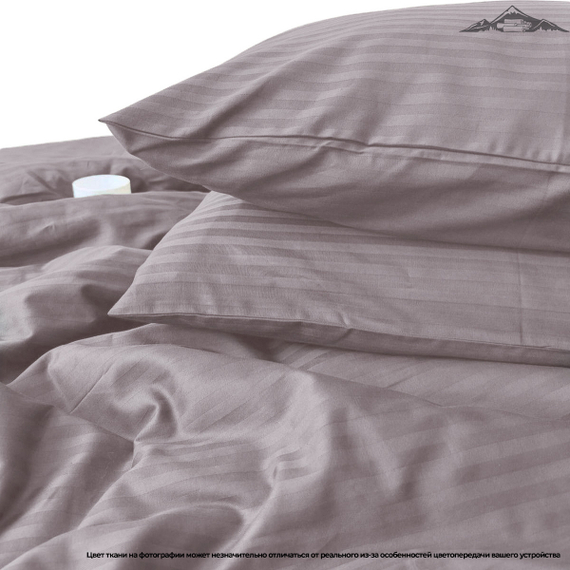 Сатин-страйп &quot;Теплый тауп&quot; AirJet+mers | полоса 1х1 | ш.240 см | 150 г/м² | хлопок-100%