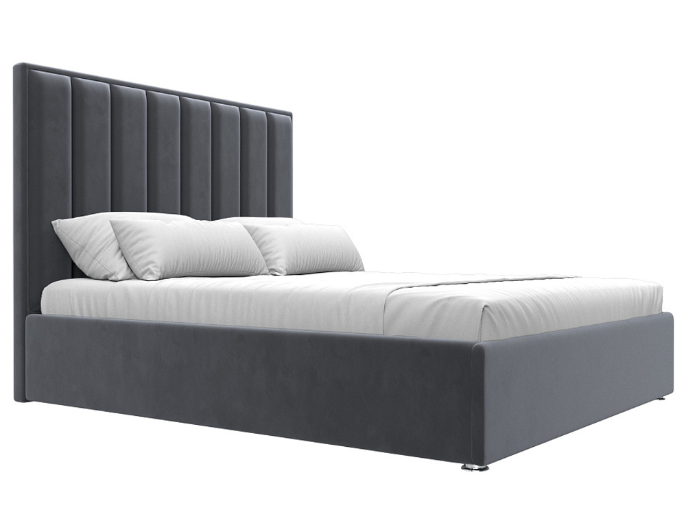Кровать интерьерная Афродита 160, Серый, Велюр, 113048