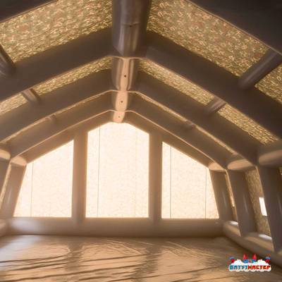 Пневмокаркасная всесезонная палатка «Комфорт» 5×3×2,5 м — из ПВХ, зелёная