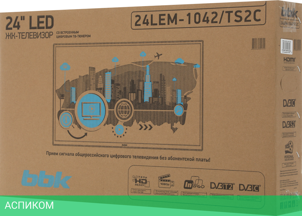 Телевизор LED BBK 24" 24LEM-1042/TS2C (W)