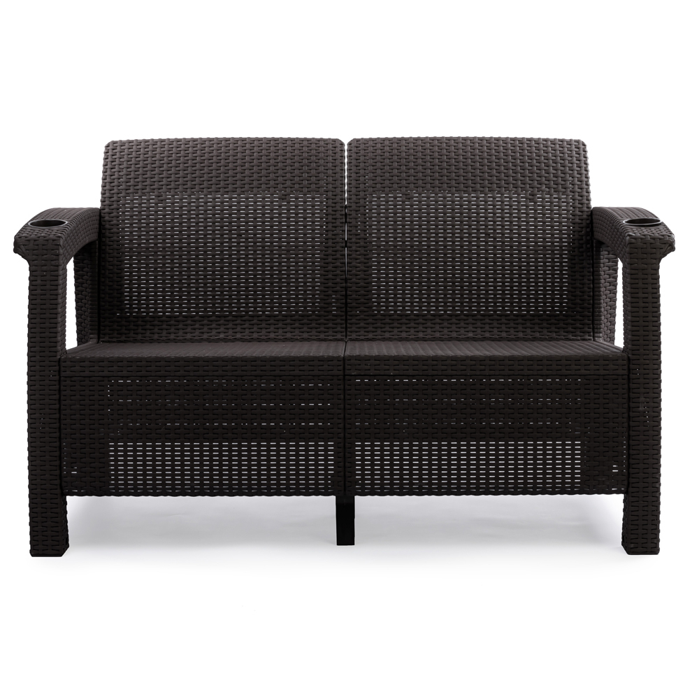 Диван "Ротанг-плюс" 2-х местный без подушки (мокко), 1270*700*790мм