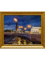 Картина маслом "Санкт- Петербург. Ростральные колонны" Артемис