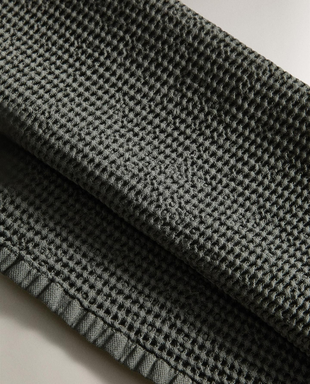 Zara Home - Мини вафельное банное полотенце, зеленый, 50х90 см