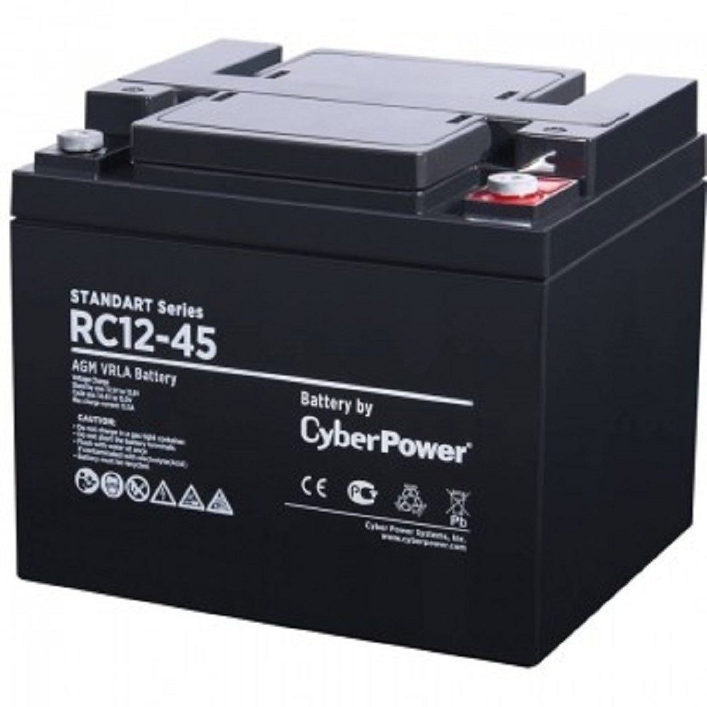 CyberPower Аккумуляторная батарея RC 12-45 12V/50Ah {клемма М6, ДхШхВ 197х165х170мм., высота с   клеммами170, вес 14,6кг., срок службы 10 лет}