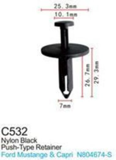 Клипса для крепления внутренней обшивки а/м Форд пластиковая (100шт/уп.) Forsage клипса C0532(Ford)