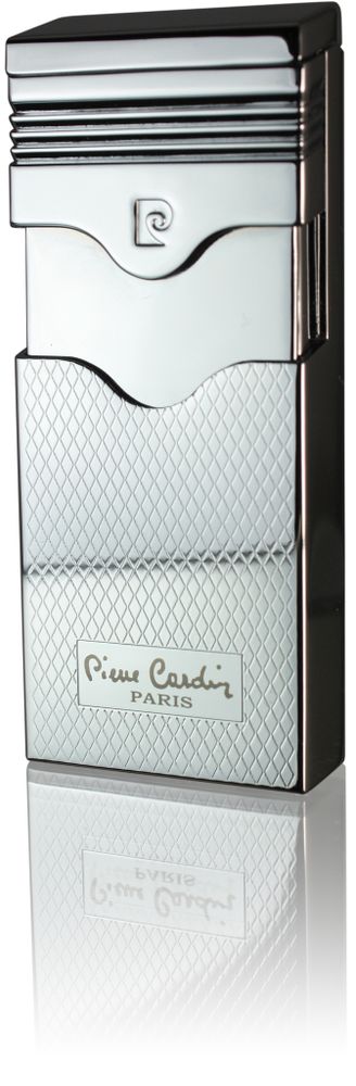 Отличная стильная брендовая французкая газовая зажигалка Pierre Cardin (Paris) Хромированное полированное с насечками Серебристая MFH-344-03