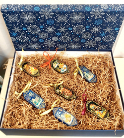 Набор ёлочных игрушек  "Новогодний" №2 с росписью Палех