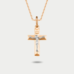 Крест православный из розового золота 585 пробы без вставки (арт. 080651)