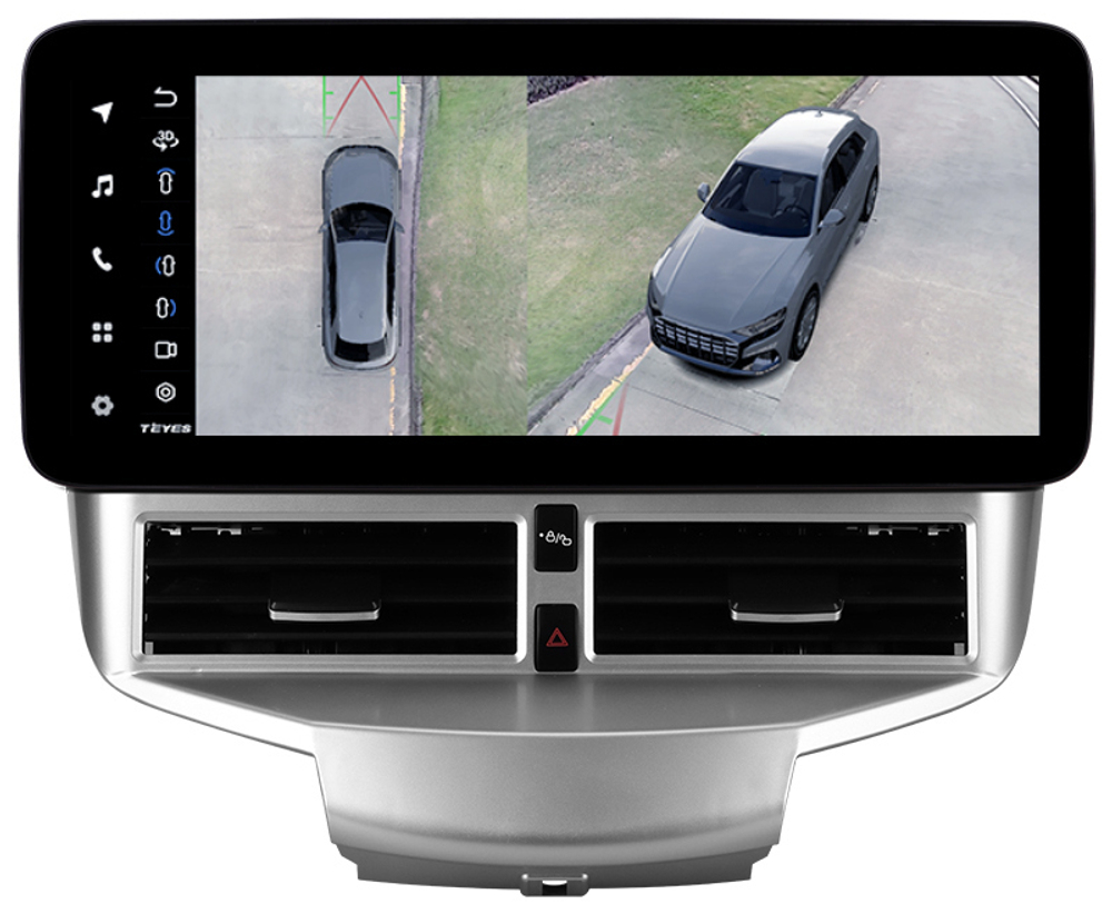 Магнитола для Ford Fiesta MK6 2008-2012 (красный БК) - Teyes LUX ONE 360 монитор 12.3" 2K QLED на Android 10, 6Гб+128Гб, CarPlay, 4G SIM-слот, 4 камеры в комплекте