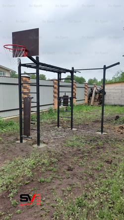 Монтаж уличной шведской стенки Sv Sport Рукоход (5 вертикальных столбов)