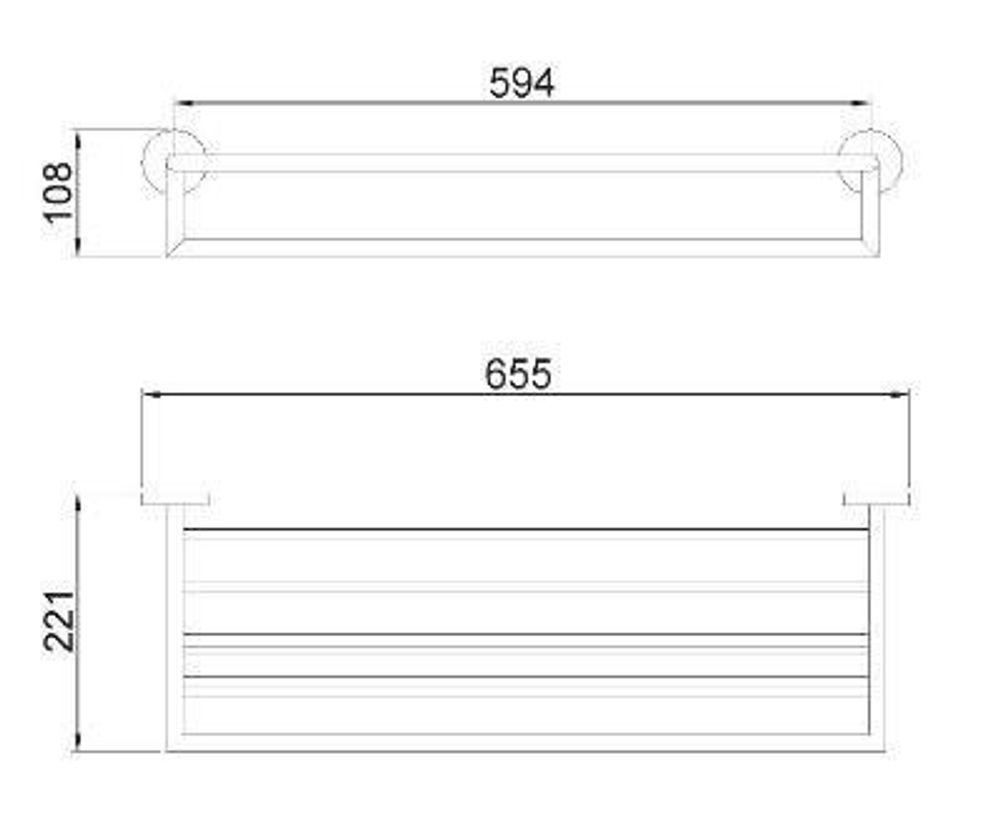 Полка для полотенец 655 мм нерж. сталь NIZA 16853.S матовый