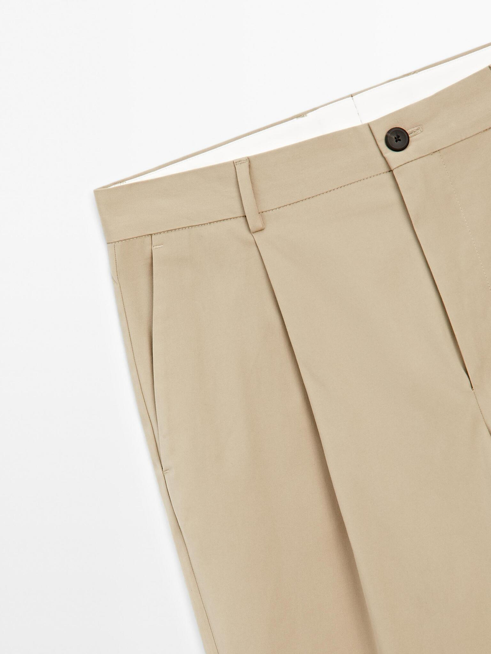 Massimo Dutti Брюки свободного кроя с вытачками, бежевый