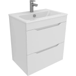 Тумба с раковиной Aquanet Практика 60 белый матовый (2 ящика)