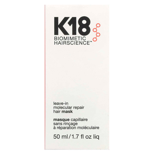 K18, Biomimetic HairScience ™, несмываемая молекулярная восстанавливающая маска для волос, 50 мл (1,7 жидк. унц.)