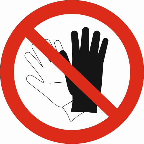 Р46 "Запрещается работать в перчатках (рукавицах)"