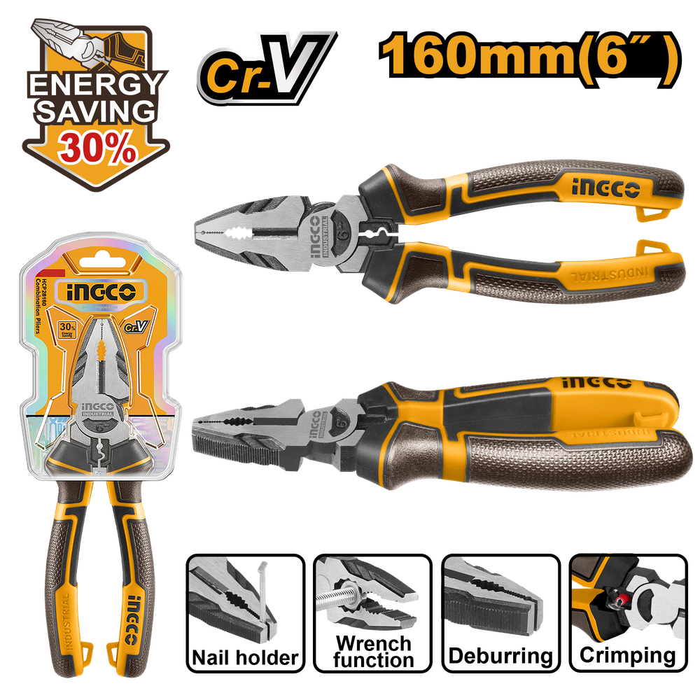 Плоскогубцы комбинированные INGCO HHCP28160 INDUSTRIAL 160 мм