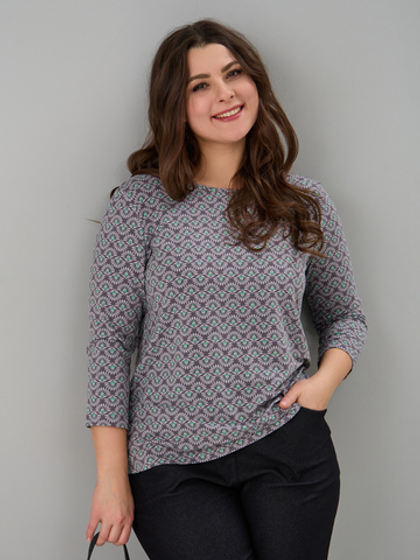 Лонгслив ЛНв-306/кофе-цветочныйорнамент