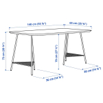 Письменный стол - IKEA ANFALLARE/TILLSLAG, 140х65 см, бамбук/белый, АНФАЛЛАРЕ/ТИЛЛЬСЛАГ ИКЕА