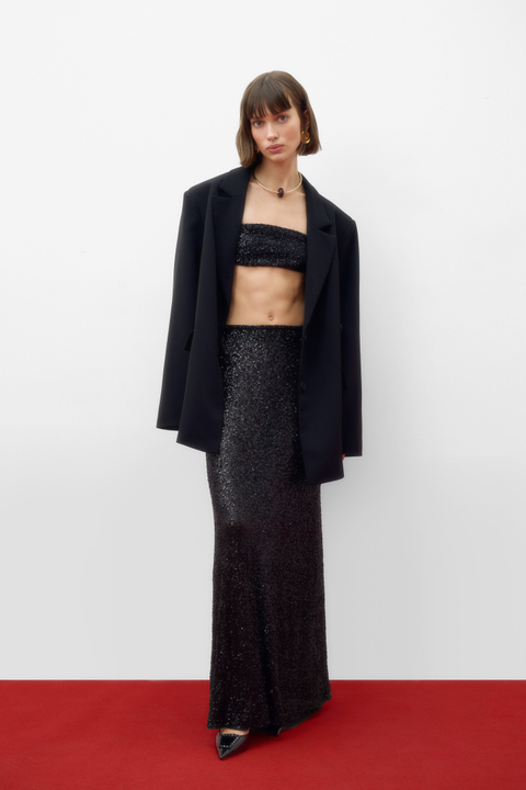 Юбка макси из пайеток