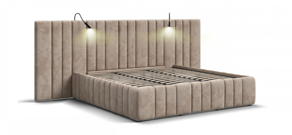 Кровать BOSS INFINITY 180*200 велюр Alkantara пепел