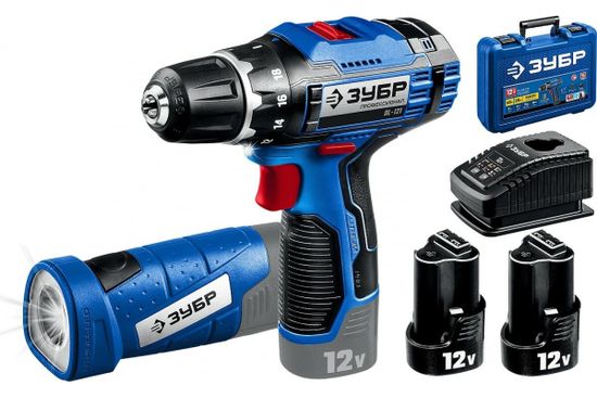Дрель-шуруповерт + фонарь T7 12 В 2 Ач кейс 2 акк DL-12122F  Профессионал