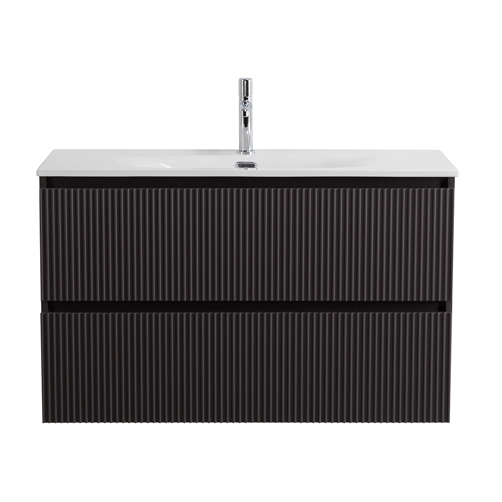 Тумба с раковиной подвесная BelBagno UNO-MINI-900-2C-SO-GSO Темно-Серый матовый, раковина белая BB-8099-3-90