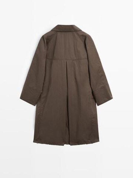 Massimo Dutti Длинная парка со съемным жилетом, коричневый