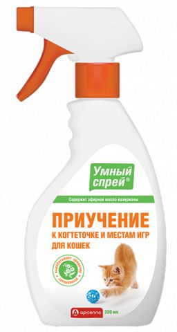 Apicenna Умный Спрей приучение к когтеточке и местам игр для кошек 200мл