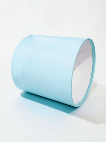 Бюджетная шляпные коробка с завальцовкой без крышки(ламинированая бумага) .Цвет; Нежно голубой.