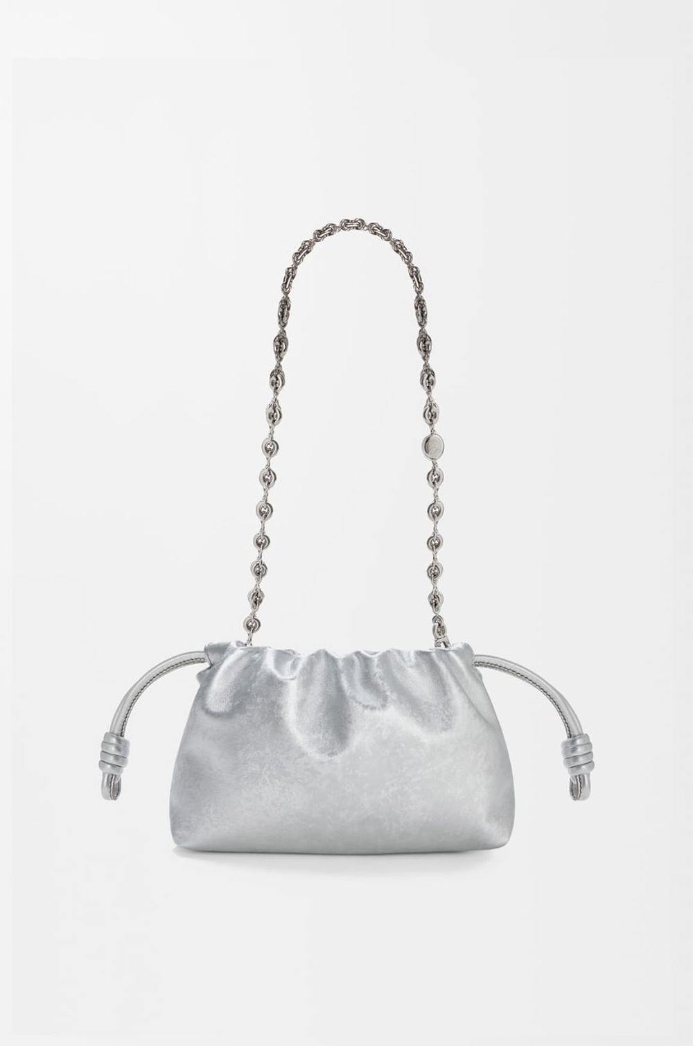 Loewe Мини-сумка Flamenco из телячьей кожи с муаровым принтом, серебряный