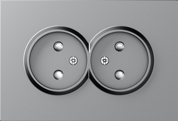 Накладка для розетки 2-й без заземления,  со шторками 16A 250 В~,  матовый серый,  серия A07