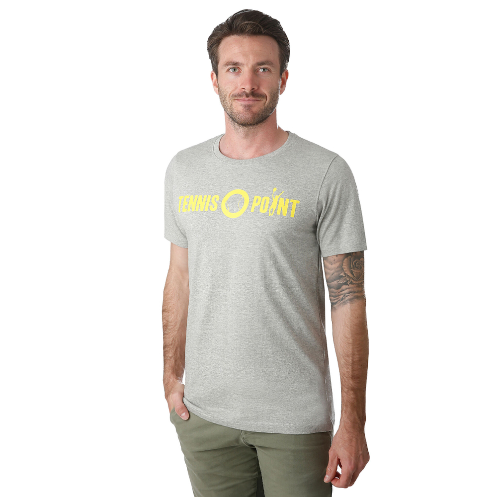 Мужское теннисное поло Tennis-Point Basic T-Shirt Men - Lightgrey, Yellow