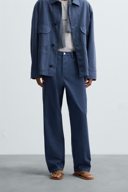 ZARA БРЮКИ STRAIGHT FIT, СИНИЙ