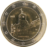 2 евро 2022 год Германия Федеральная земля Тюрингия. Замок Вартбург Двор F
