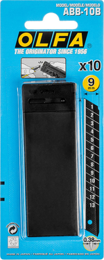 OLFA EXCEL BLACK, 9 х 80 х 0.38 мм, 10 шт, сегментированные лезвия (OL-ABB-10B)