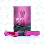 Розовый минивибромассажер с двумя сменными насадками Io Key