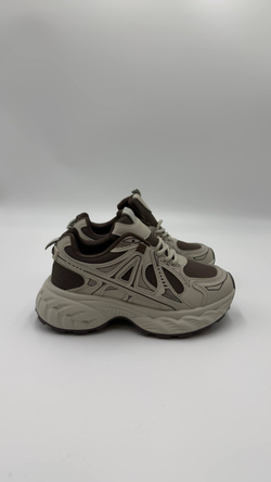 Кроссовки женские экокожа арт. 4650-15 цвет "бежево-коричневый"