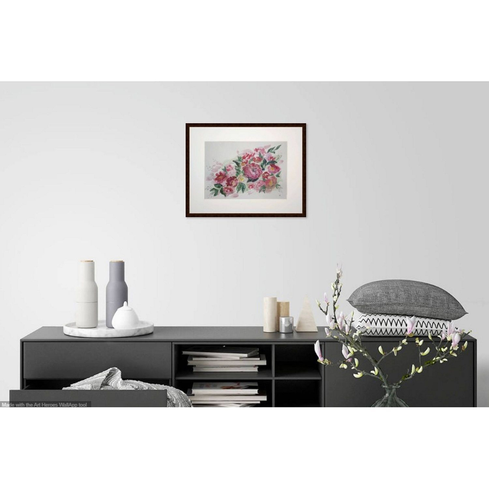 Картина авторская акварельная в паспарту 30х40 см на стену для интерьера "Розовое настроение"