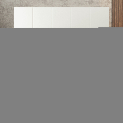 Шкаф Агератум МДФ четырехсекционный с антресолью и стеллажом Лайн керамика (0,27) А10032 матовая - Дуб Сонома 3025  230*60*240