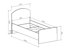 Бруно Кровать односпальная 900 Дуб Вотан / Серый графит