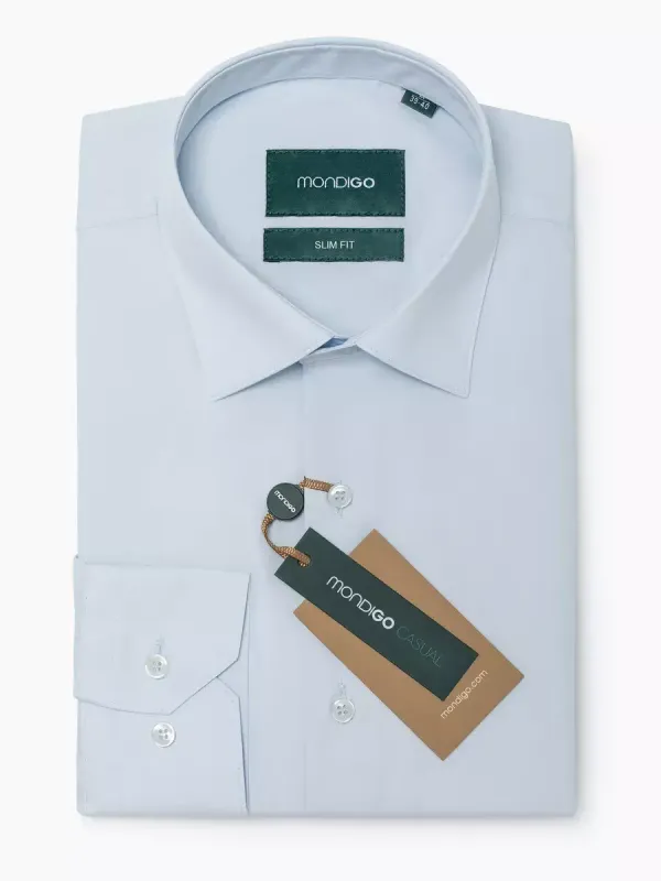 Рубашка приталенная SLIM FIT с длинным рукавом, светло-голубая