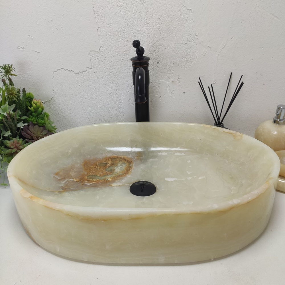 Раковина из оникса Oval Green Big OY-61570 60*40*14