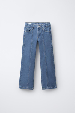 ZARA ДЖИНСЫ BOOTCUT С ДЕКОРАТИВНЫМИ ШВАМИ, СИНИЙ