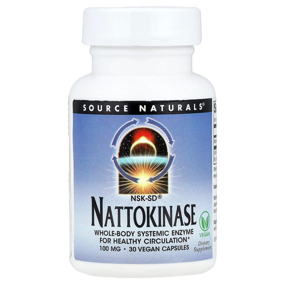 Source Naturals, наттокиназа NSK-SD®, 100 мг, 30 веганских капсул