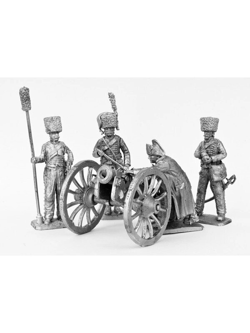 Оловянная композиция "Расчет + пушка на колесном ходу" (698,699,700,Т33)