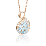 Подвеска «Лебедь» из красного золота с топазами и фианитами