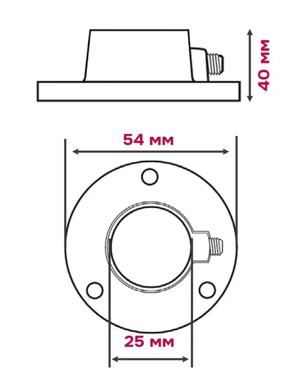 Держатель высокий для 25 трубы, фланец, хром, 2 шт