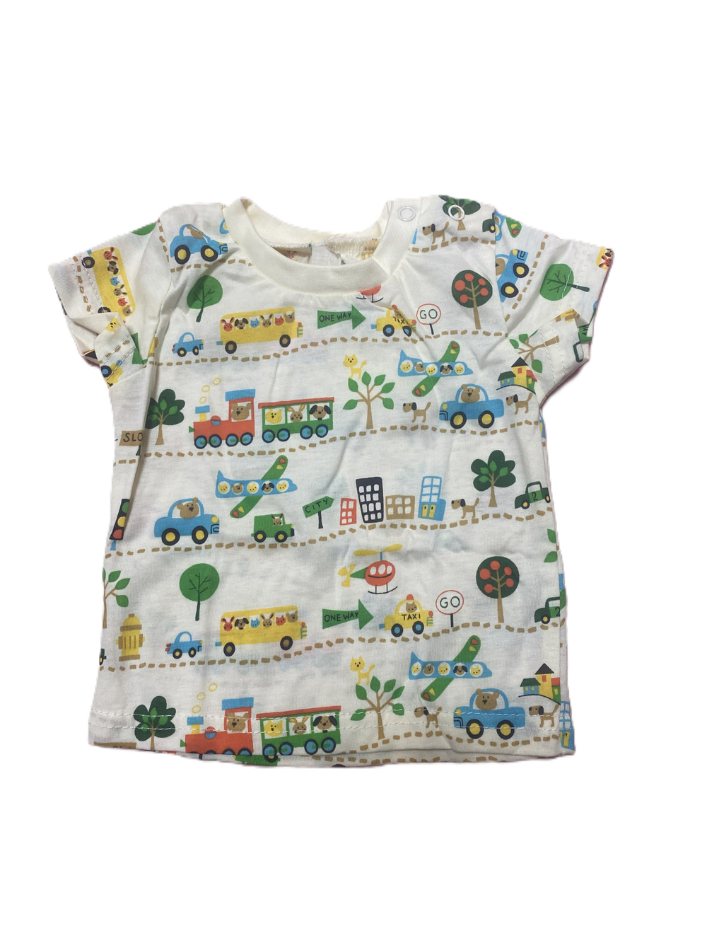 Футболка на мальчика из кулирки (100% хлопок) на кнопках на плече на рост 68 см